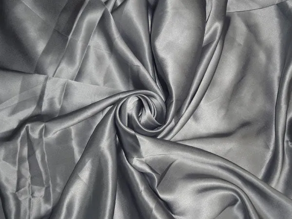 100% PURE SILK SATIN FABRIc 100 GRAMS SILVER COLOR 44" wide B2#65[5]