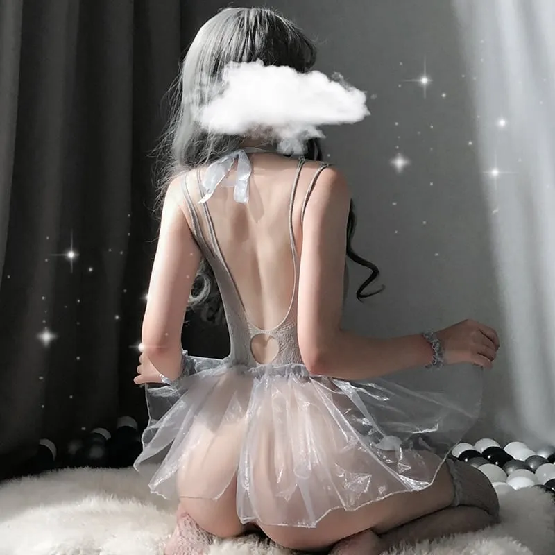 Bow Tulle Hollow Lingerie Dress