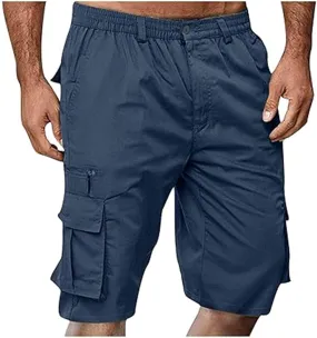 Cargo Shorts for Men 2024 Summer Elastic Casual Bermuda Shorts Joggers Stretch Beach Shorts with Multi Pocket, Large