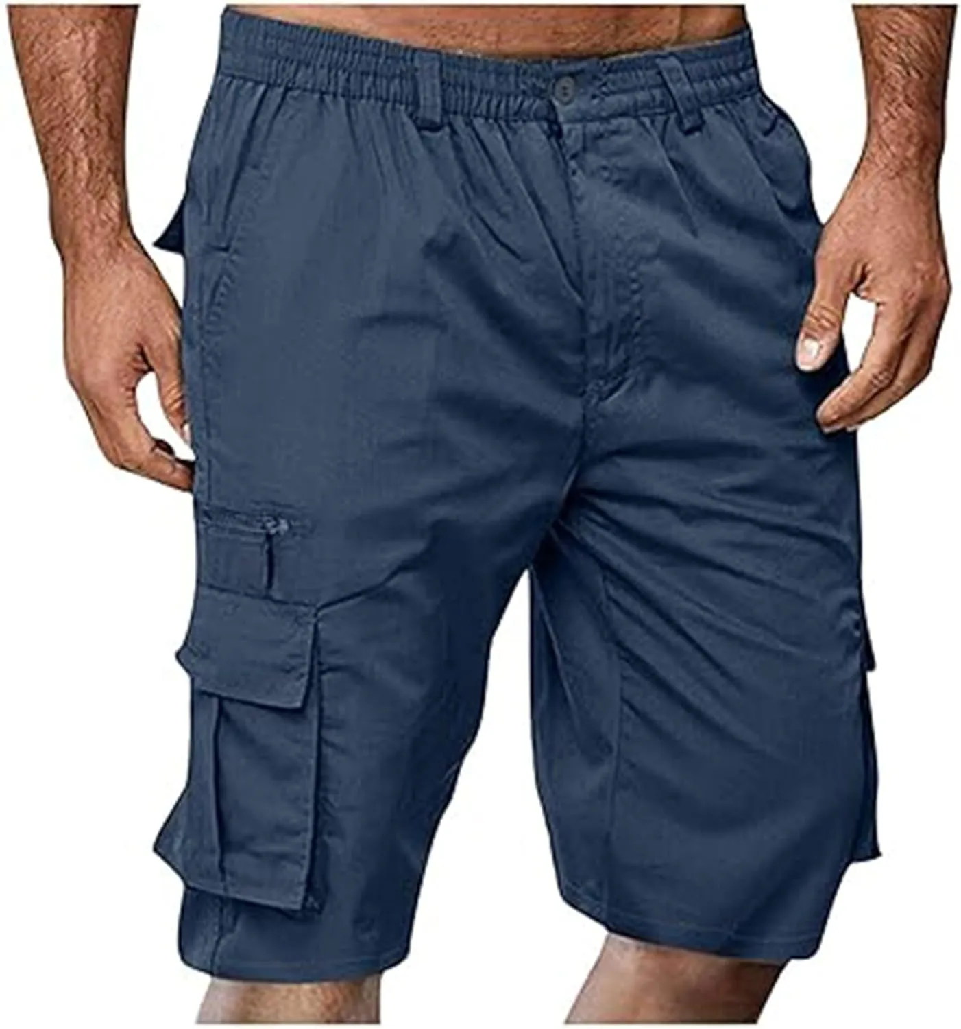 Cargo Shorts for Men 2024 Summer Elastic Casual Bermuda Shorts Joggers Stretch Beach Shorts with Multi Pocket, Large