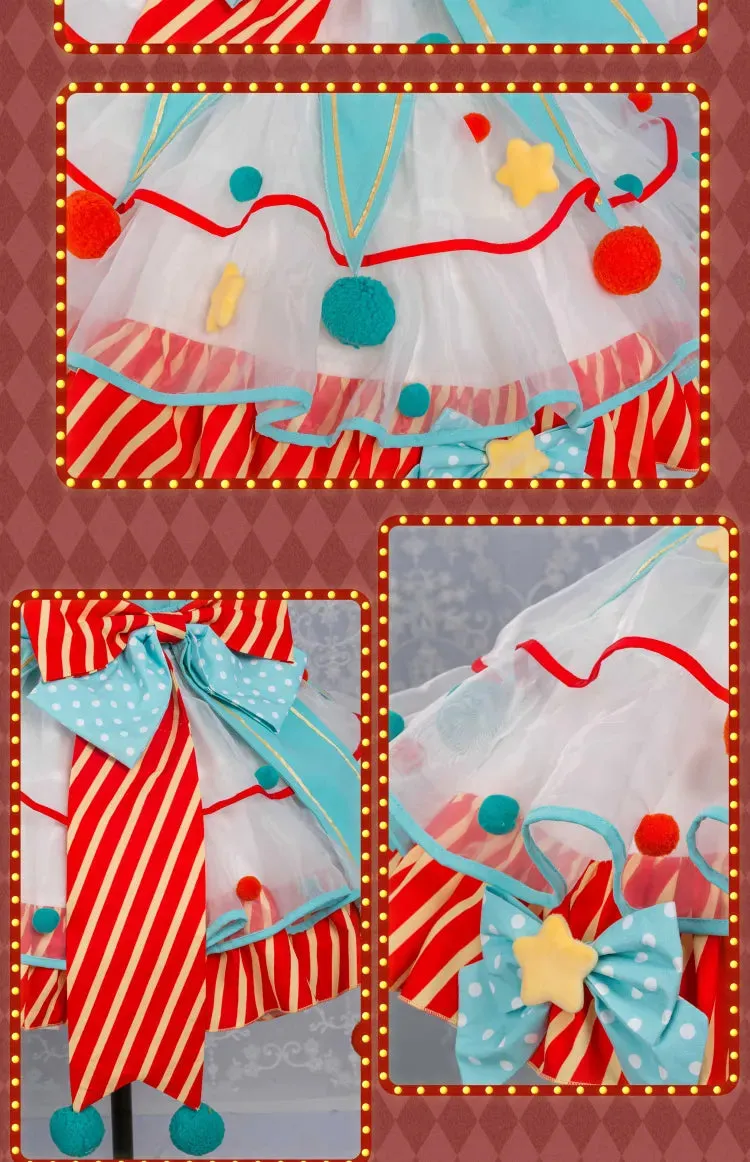 Fleece Clown Bunny Bodice Green and Orange Circus Sweet Lolita Overalls Pastel Clowncore Dress