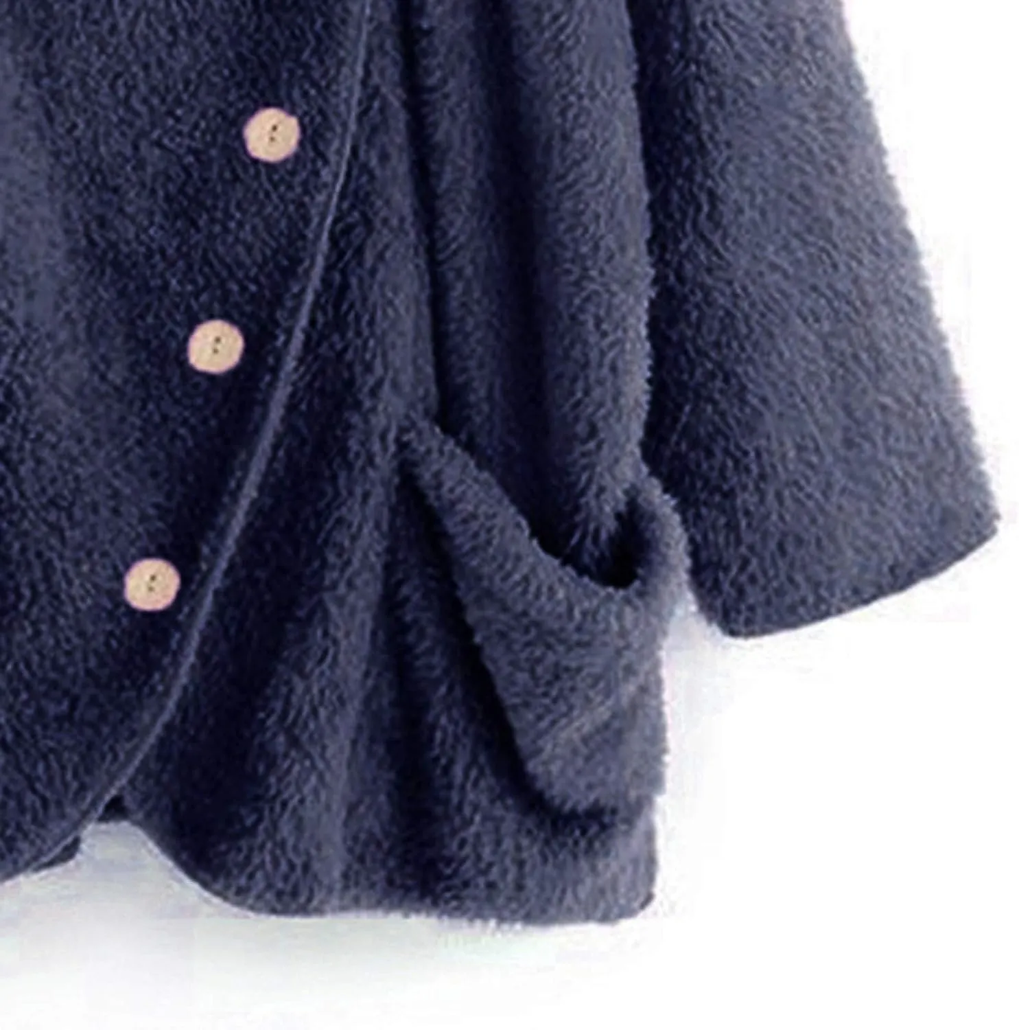 Fleece Jacket Women Button Hem Plus Size Hoodie Top Sweater Blouse Oversized Fluffy Outerwear para Coats
