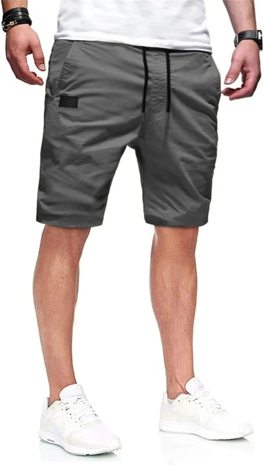 GOKKILRW Mens Summer Shorts Casual Sweat Shorts Elastic Waist Drawstring Textured Shorts Stretchy Comfy Running Track Shorts