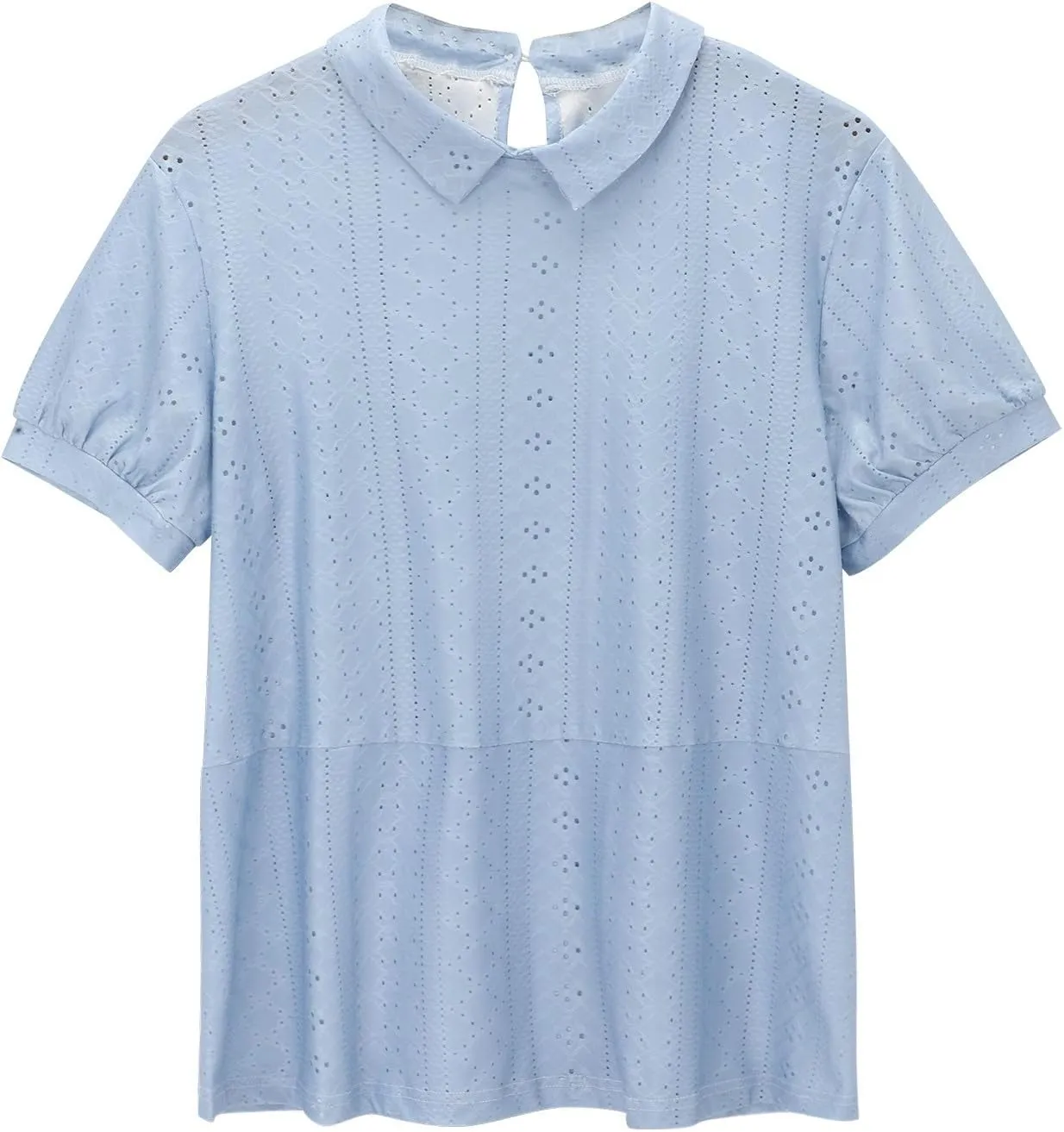 Linen Shirts for Women Summer Lightweight Short Sleeve Floral Tunics Cute Collared Tops Business Work Casual Blouses