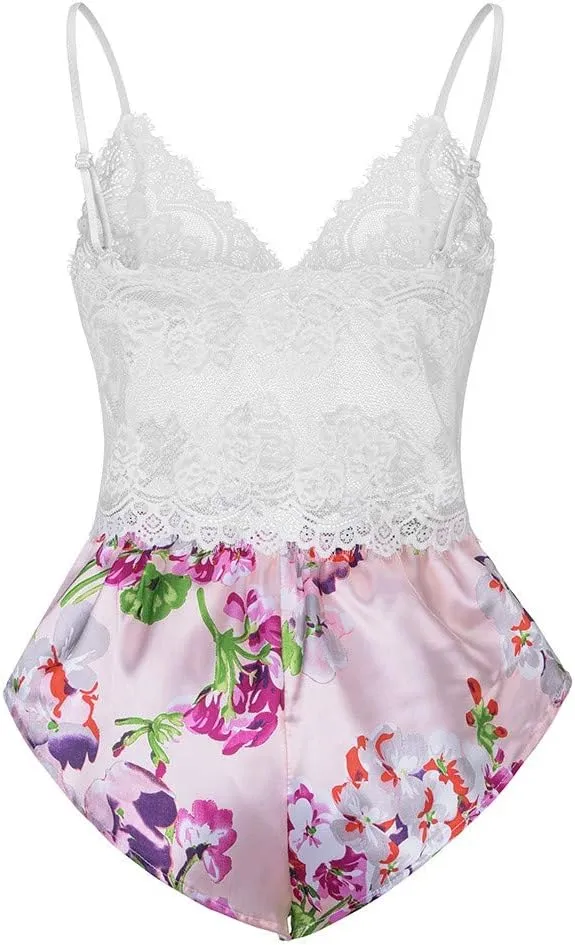 Lingerie for Women Silk Sleepwear Sexy Satin Pajamas Lace Lingerie