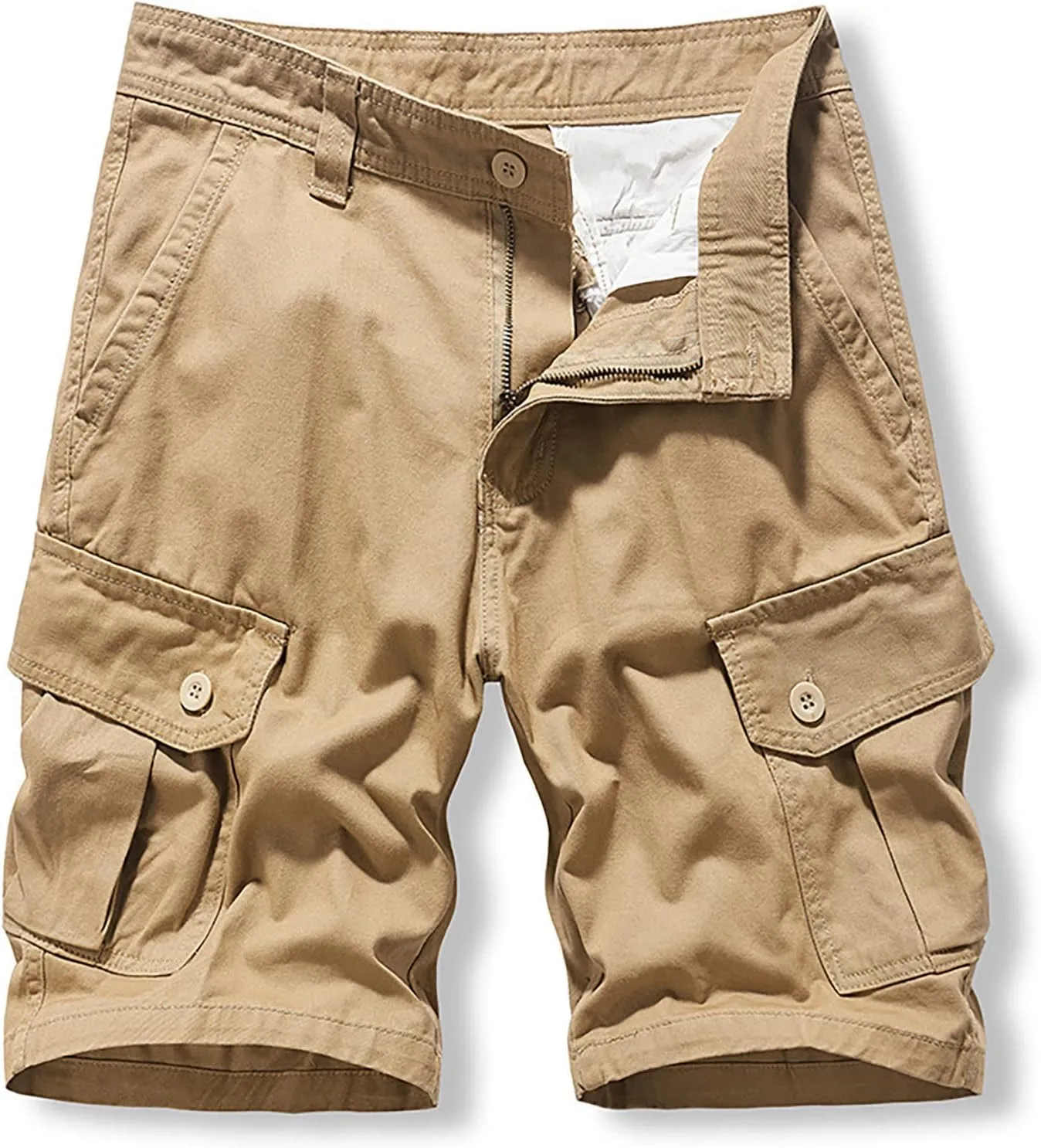 Men's Cargo Shorts Elastic Waist Drawstring Summer Casual Cotton Work Athletic Shorts Cargo Shorts