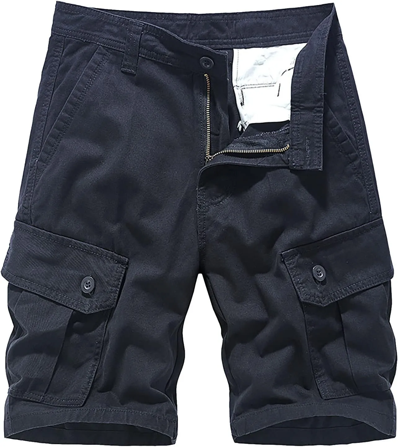 Men's Cargo Shorts Elastic Waist Drawstring Summer Casual Cotton Work Athletic Shorts Cargo Shorts