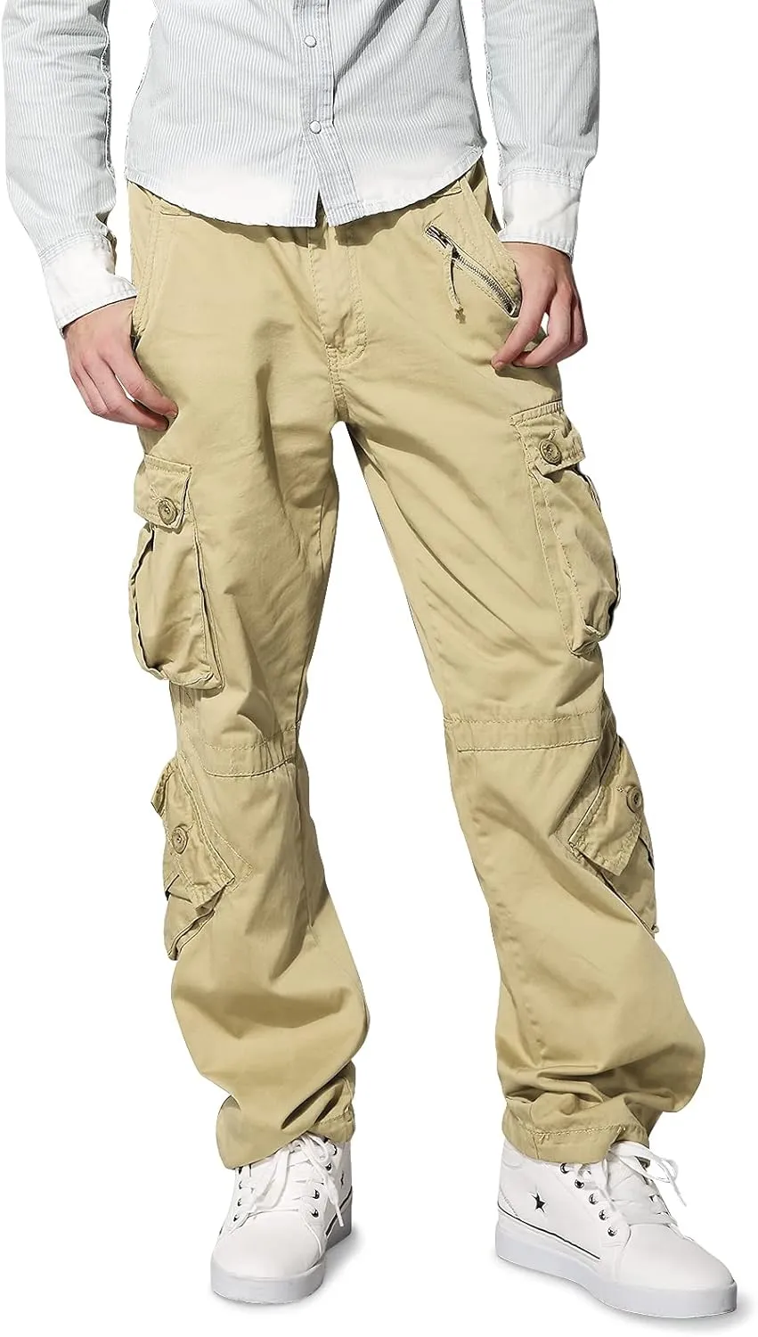 Men's Hiking Cargo Work Pants with 8 Pockets for Casual Army Combat Tactical