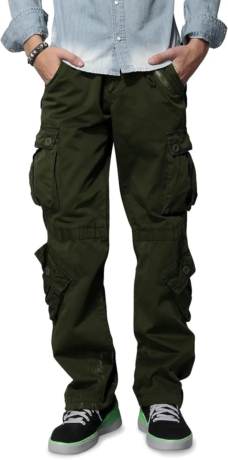 Men's Hiking Cargo Work Pants with 8 Pockets for Casual Army Combat Tactical