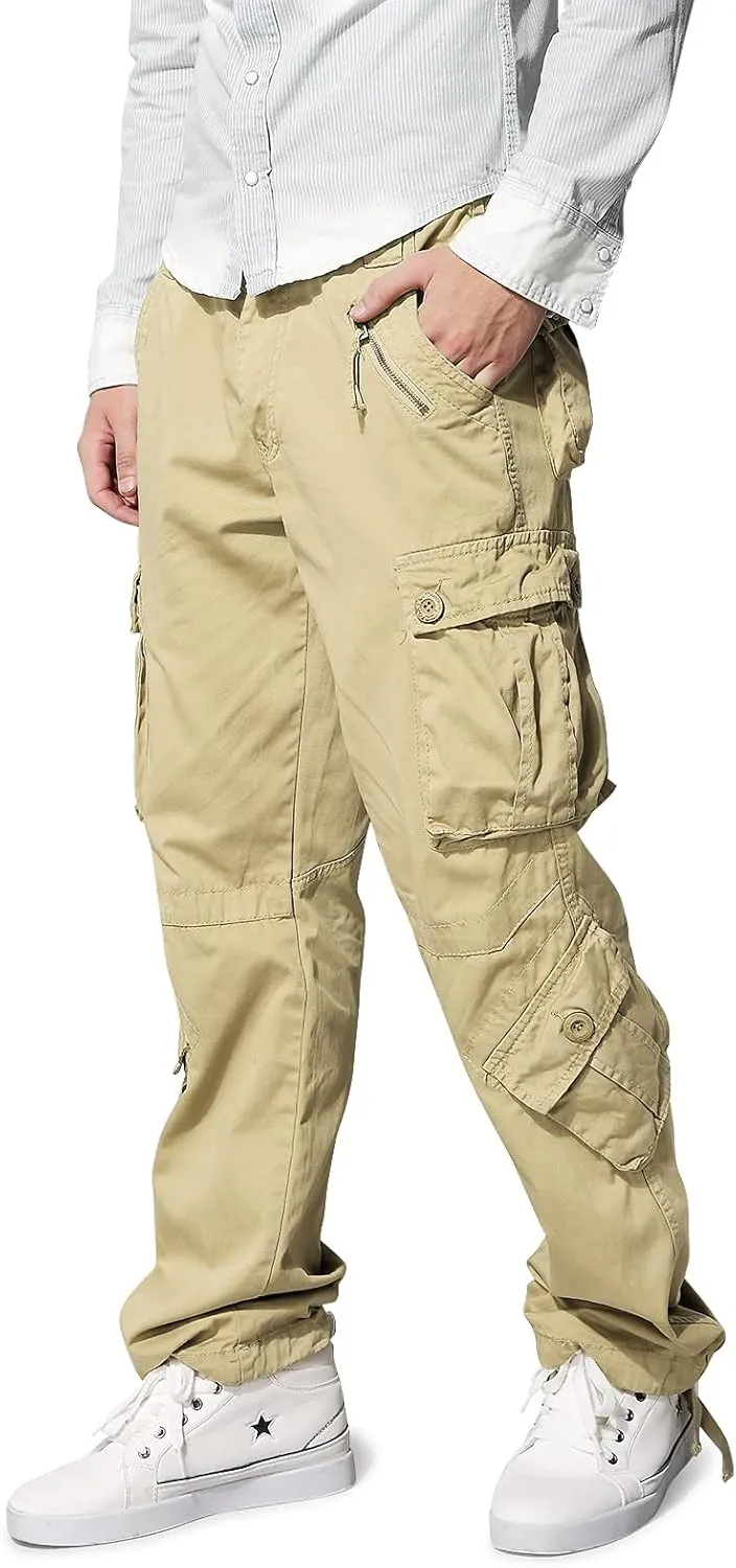 Men's Hiking Cargo Work Pants with 8 Pockets for Casual Army Combat Tactical