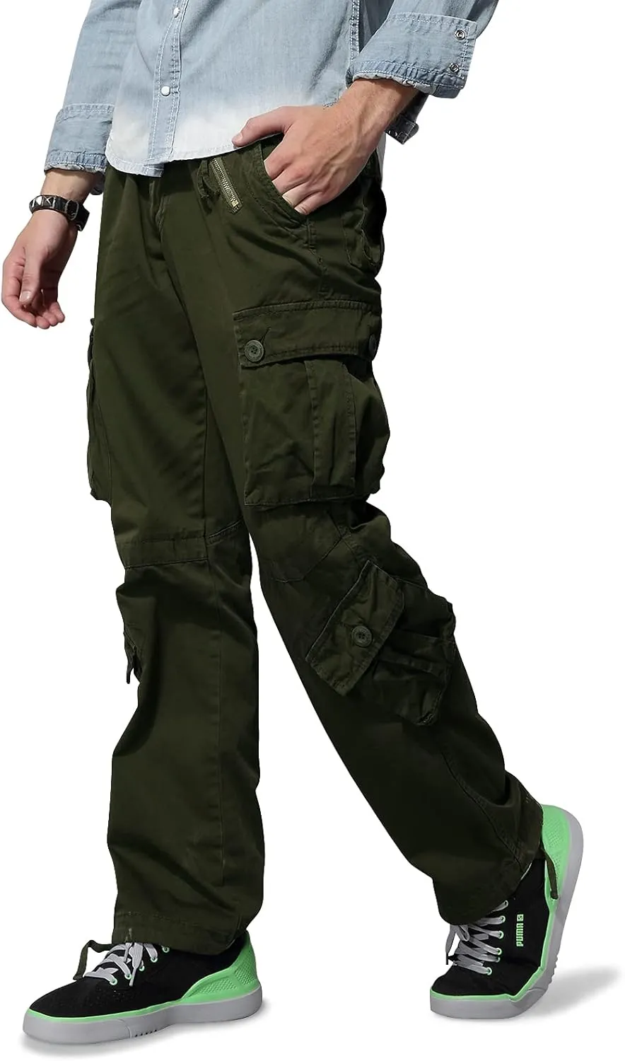 Men's Hiking Cargo Work Pants with 8 Pockets for Casual Army Combat Tactical
