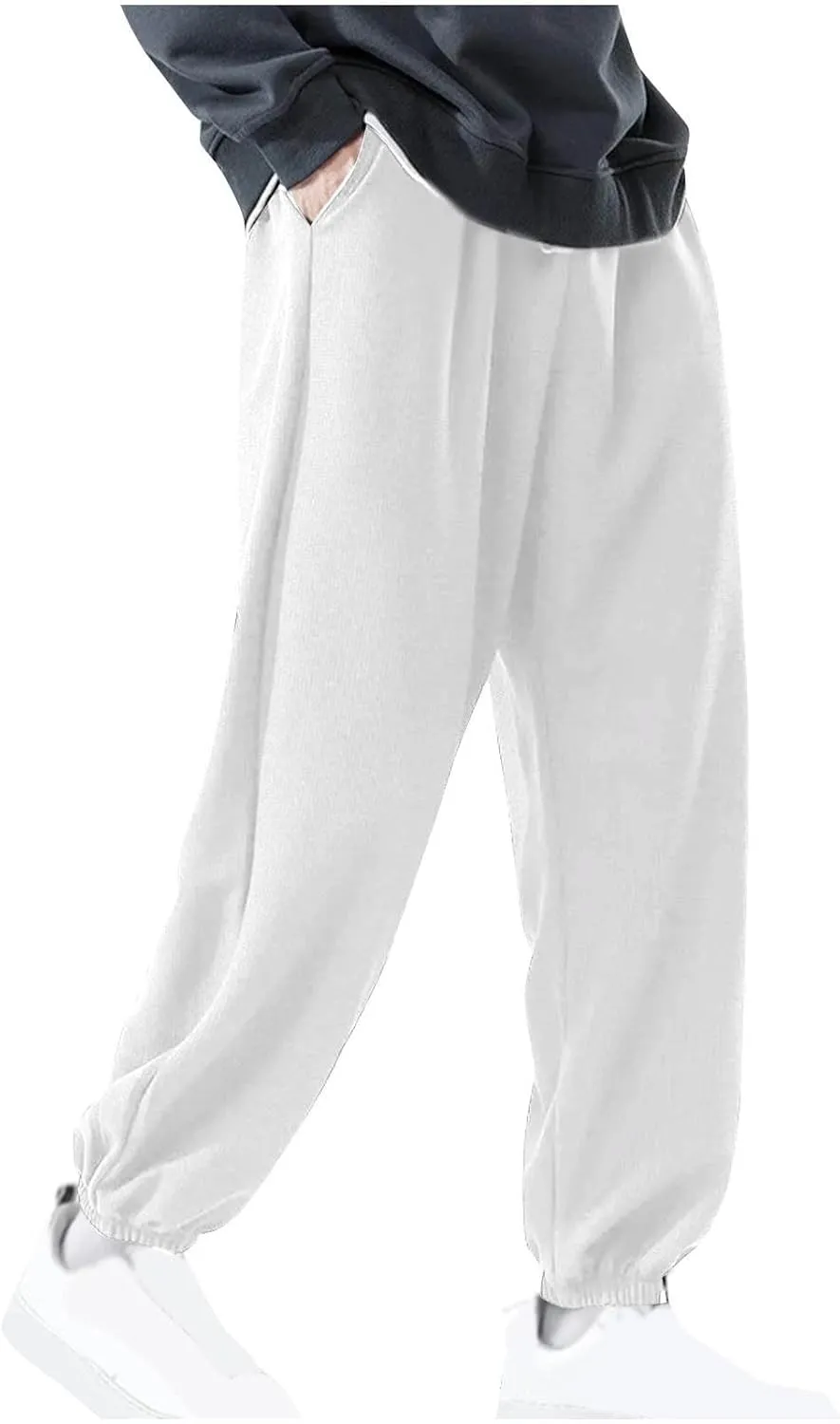 Men's Plus Size Sweatpants Elastic Waist Baggy Wide Leg Lounge Long Pants Sports Casual Sweatpant with Pocket