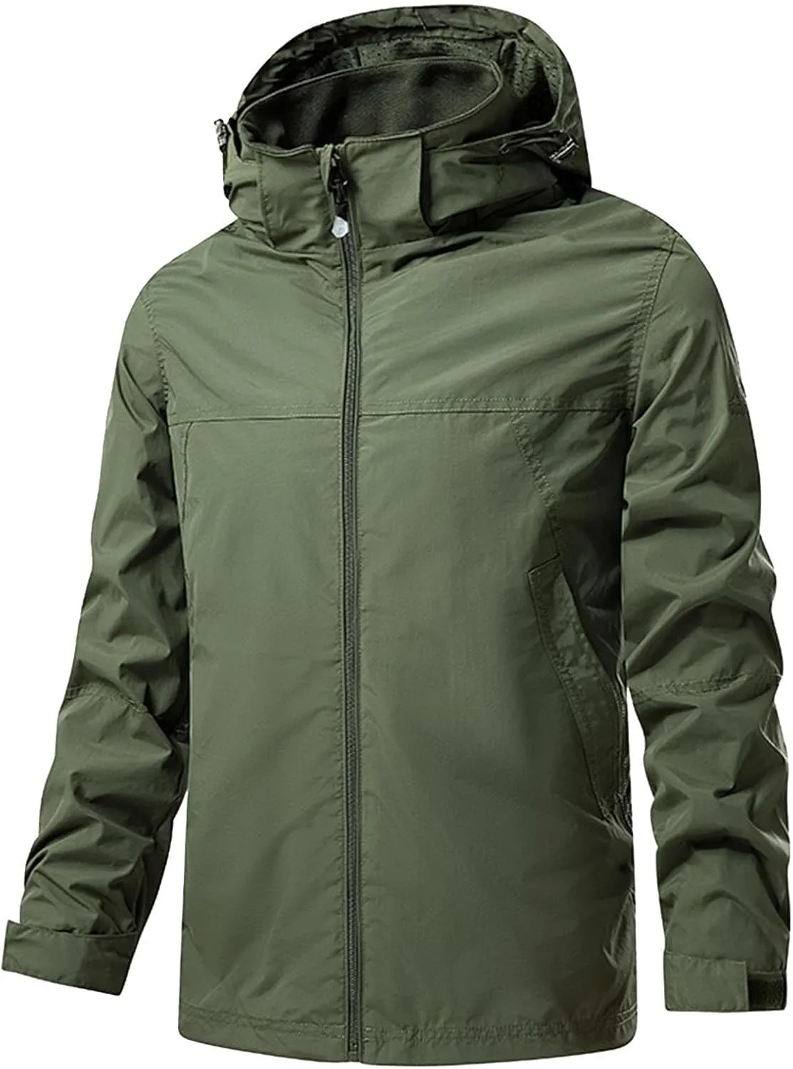 Men's Rain Jacket Waterproof Outdoor Packable Lightweight Shell Hooded Raincoat for Hiking Golf Travel Fishing