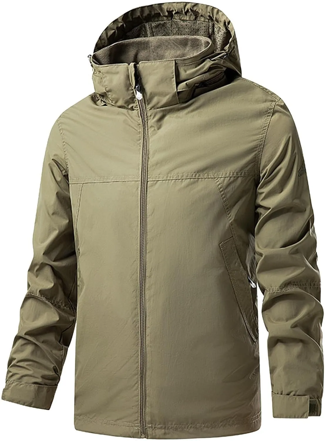 Men's Rain Jacket Waterproof Outdoor Packable Lightweight Shell Hooded Raincoat for Hiking Golf Travel Fishing