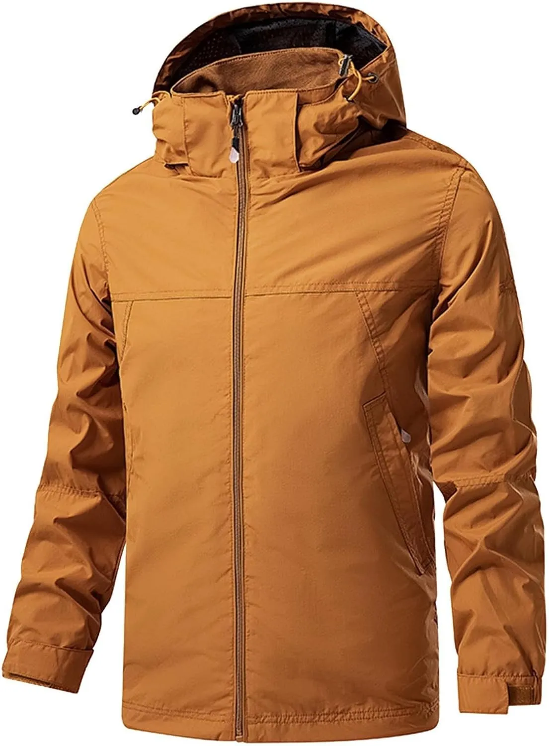 Men's Rain Jacket Waterproof Outdoor Packable Lightweight Shell Hooded Raincoat for Hiking Golf Travel Fishing