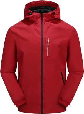 Men's Waterproof Jacket Softshell Hiking Windbreaker Jackets Hooded Zipper Rain Coats Multi-Pockets Outdoor Fishing