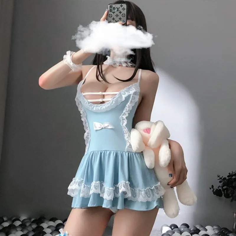 Sexy Lace Bow Nightdress Set