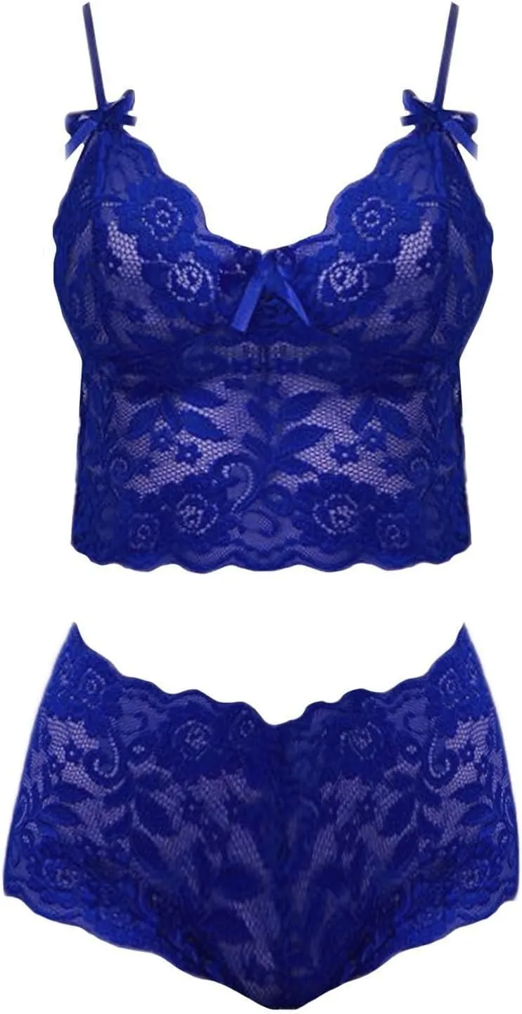 Sexy Lingerie Set For Women Floral Bralette Sheer Lace Bra And Panty Comfortable Elegant