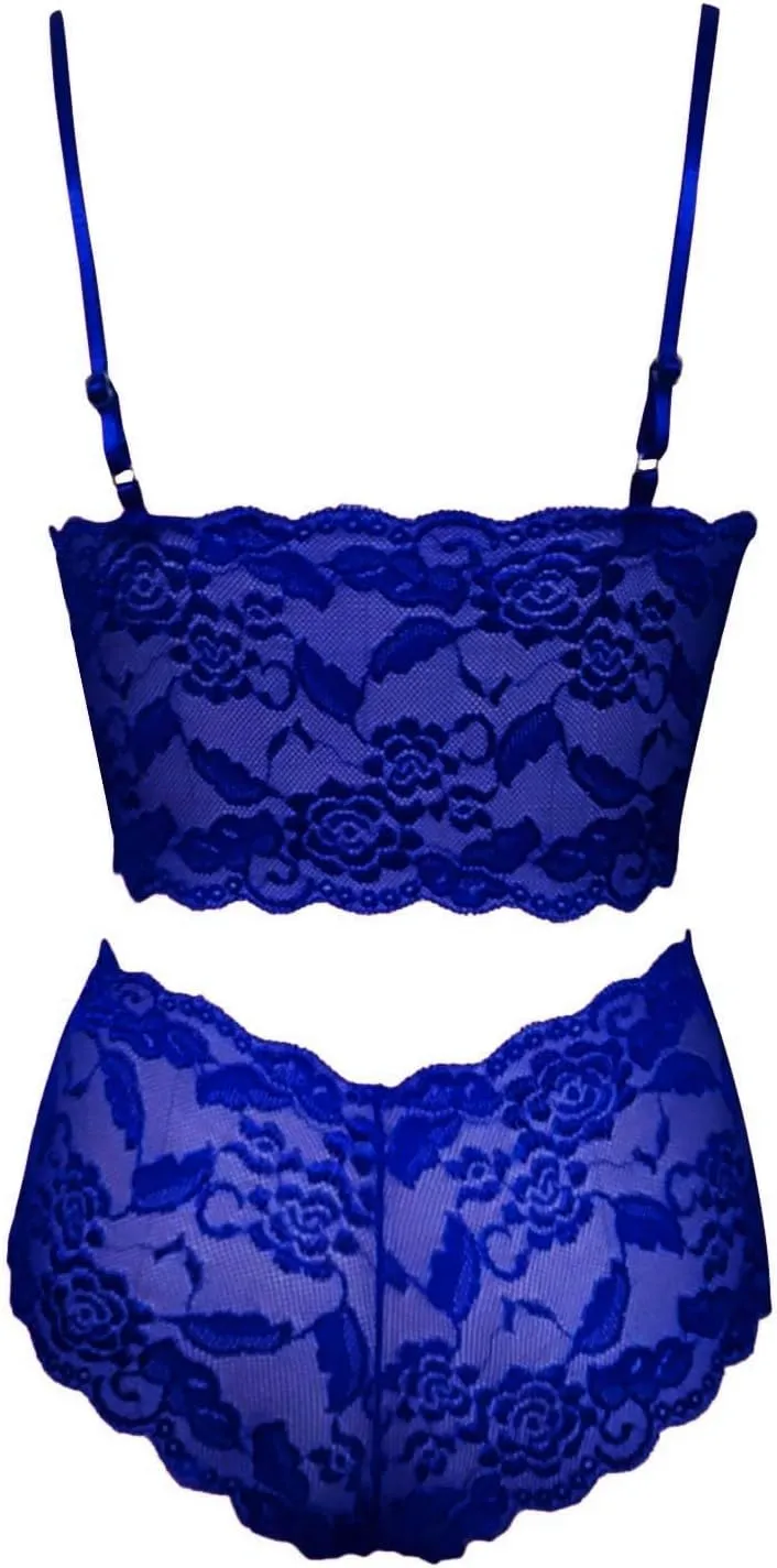 Sexy Lingerie Set For Women Floral Bralette Sheer Lace Bra And Panty Comfortable Elegant
