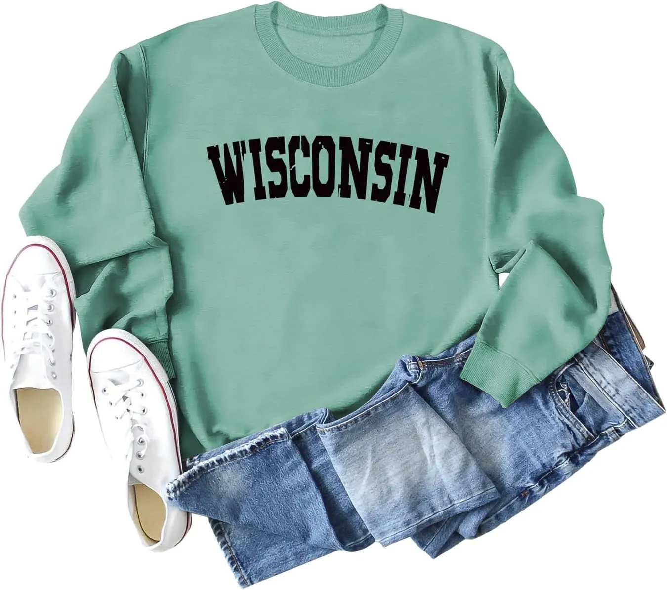 Sweatshirt for Women Wisconsin T-shirts Long Sleeve Shirts Lightweight Pullover Sweaters Oversized Graphic Tees