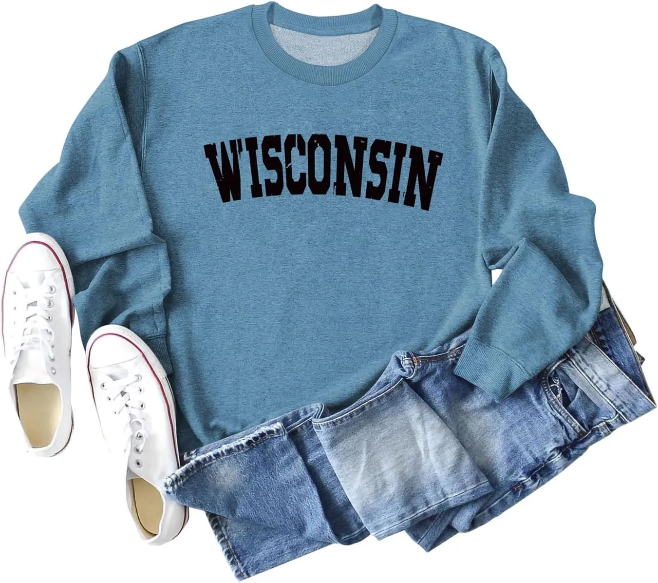 Sweatshirt for Women Wisconsin T-shirts Long Sleeve Shirts Lightweight Pullover Sweaters Oversized Graphic Tees
