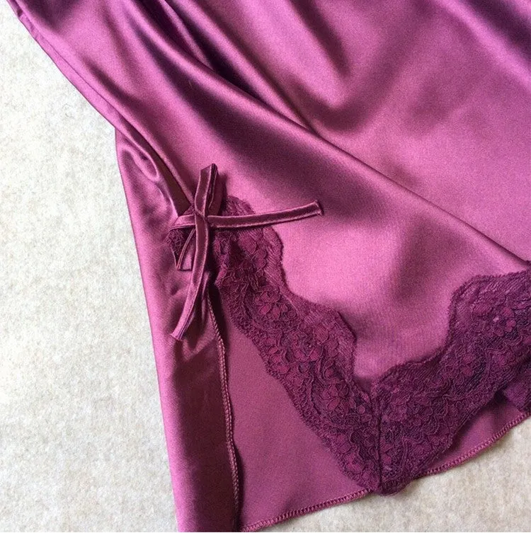 VenusFox Sexy Silk Satin Nightgown V-neck Lingerie