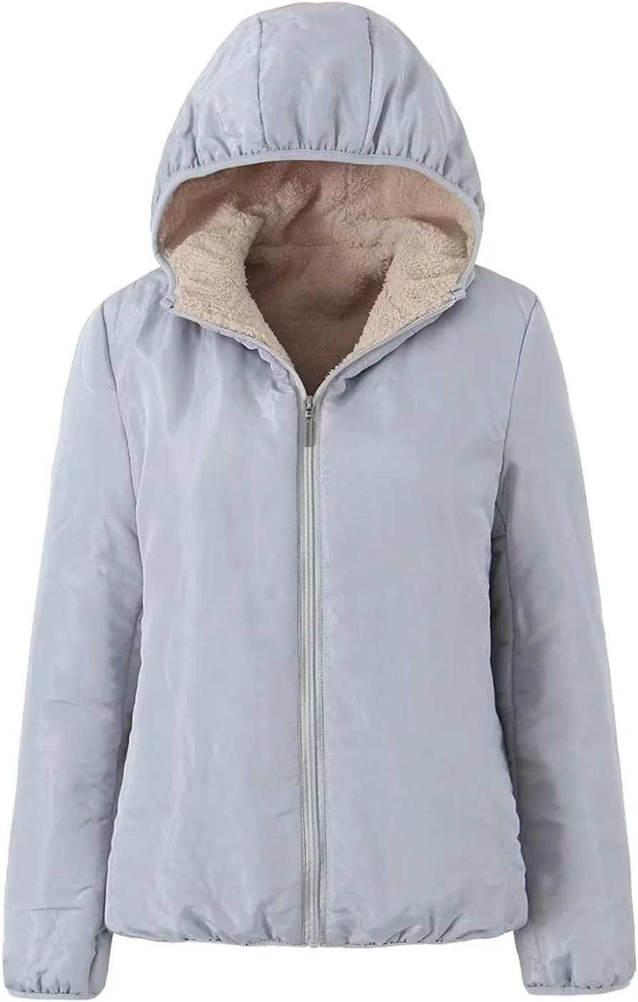 Womens Cropped Puffer Coat Ultralight Down Coat Packable Parkas Jacket Short Zip Up Thicken Hooded Quilted Coat