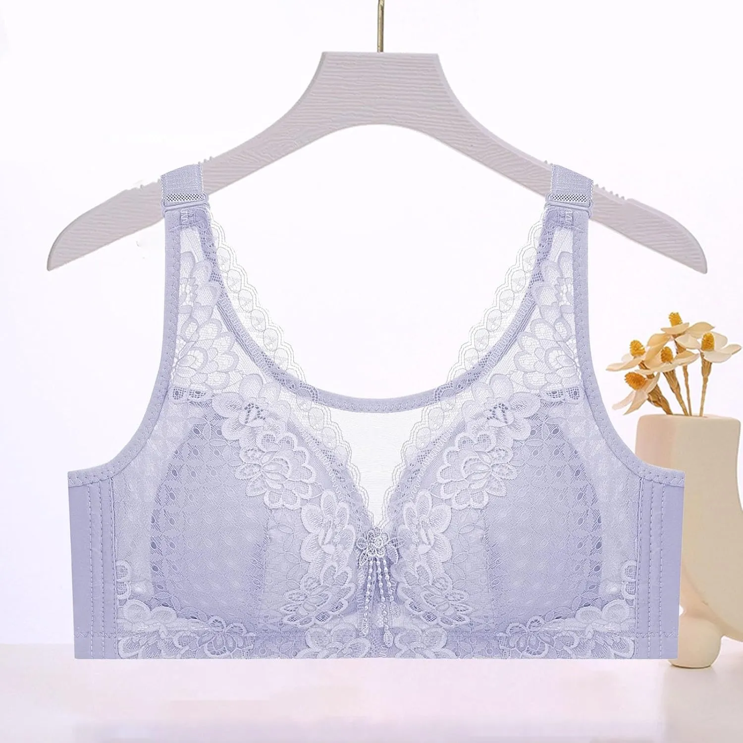 Women's Fashionable and Casual Wire Large Size Thin Adjustable Bra Comfortable Sexy Lace Bra Padded