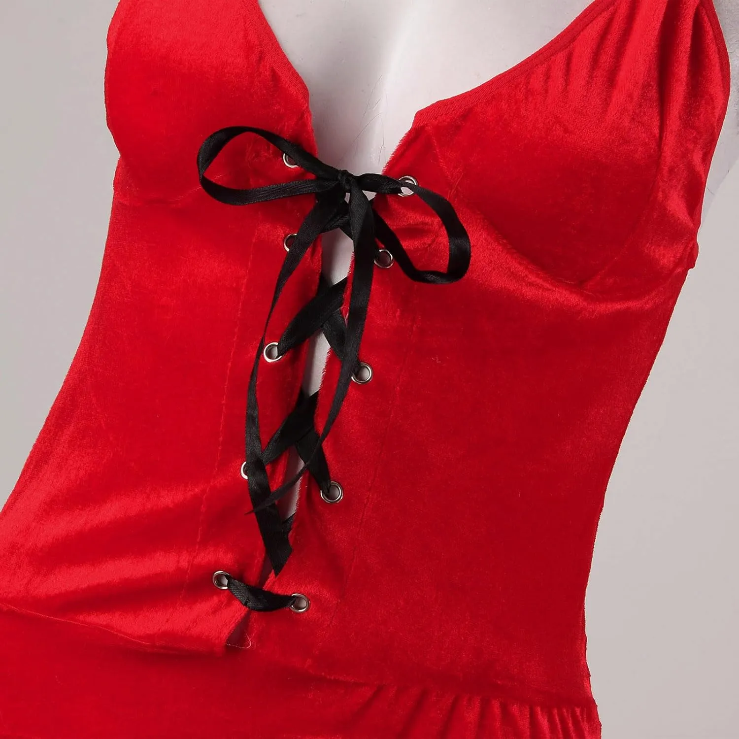 Women's Nightie Babydoll Lingerie Sexy Velvet Lingerie Set for Women Christmas Cami Slutty Dress Mesh Nightgown Lace