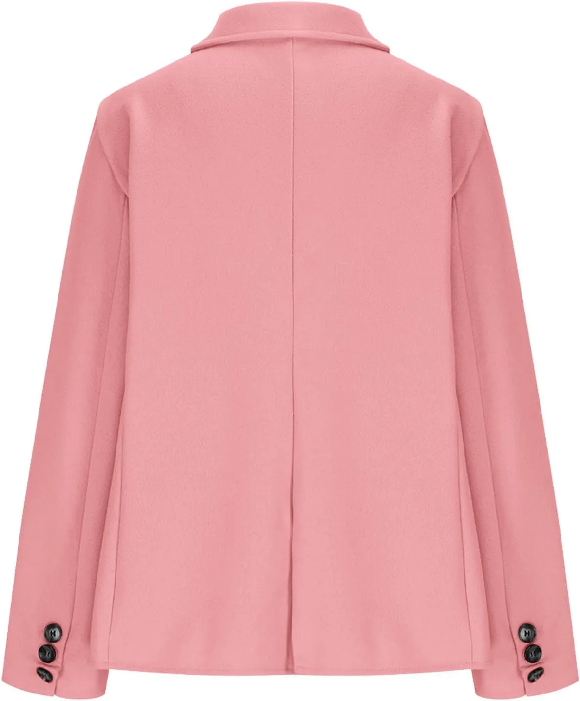 Womens Plus Size Blazer Wool Blend Lapel Causal Business Open Front Short Jacket Pea Coat Warm Cozy Fall Trench Coat